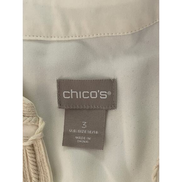 Chico's Crème Embroidered Boho Top - Size 3 Pre-owned - Picture 3 of 7